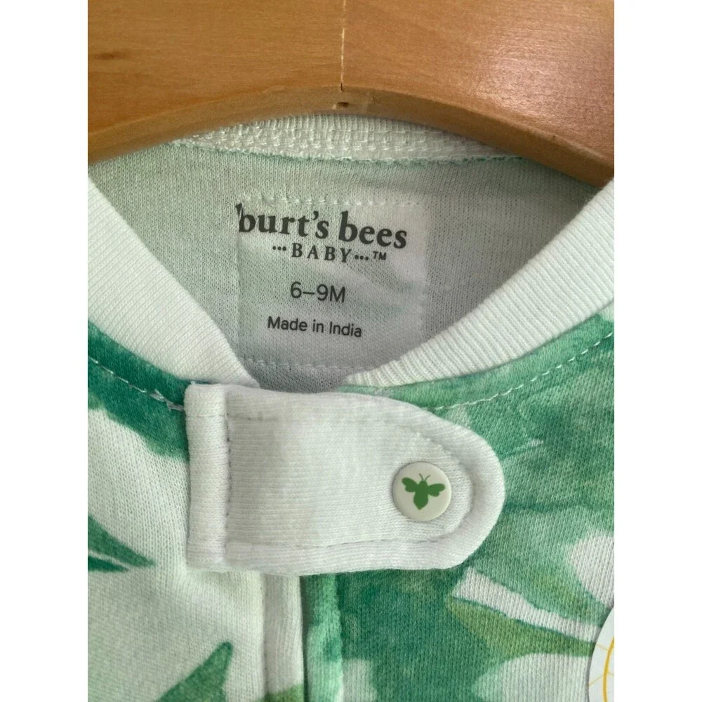 NWT Burt’s Bees Shamrock 100% Organic Cotton Footie Sleeper 6-9M Relaxed Fit